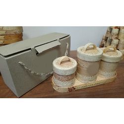 Gift set made of birch bark with thesame in the package