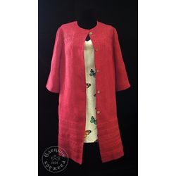 Елецкие кружева / Yelets lace / Women's linen coral coat