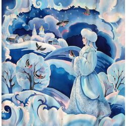 Silk scarf "Snow Maiden"