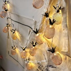 Kaemingk / 电池供电 LED 串热带菠萝 1.8m，10 盏暖白灯，透明 PVC，IP20