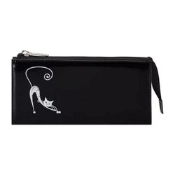 Purse women's BEFLER "Elegant cat", 190х105 mm, genuine leather, zipper, embossed, black