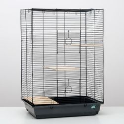 Пижон / Dude / Chinchilla cage # 7, with 3 wooden floors, 58 x 40 x 82 cm, gray