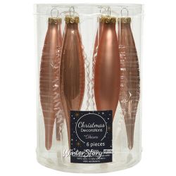 Kaemingk / Set Weihnachtsschmuck Eiszapfen 15 cm Karamell, 6 Stück, Glas