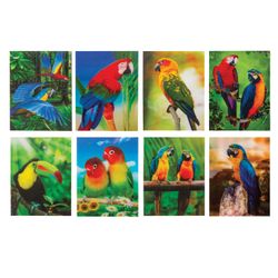 BRAUBERG / Non-ruled notebook "Parrots" SMALL FORMAT 40 sheets A7, 64x82 mm, gluing, plastic 3D cover, assorted