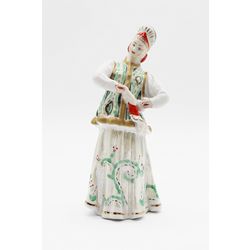 Дулёвский фарфор / Sculpture "Swan in a green shower jacket", sculptor Brzhezitskaya A.D., category 1