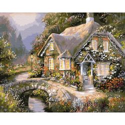 ВанГогВоМне / VanGogVoMne / Paint by number "Irish house near the bridge" 40x50 cm