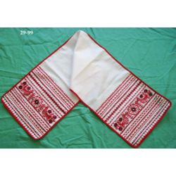 Карельские узоры / White linen towel "Birds of happiness"