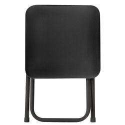 Folding PC01-02 stool, black frame, black leather