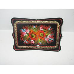 Сувениры из Н.Тагила / Souvenirs from N. Tagil / Tray "Panels. Poppies", 18x12.5 cm