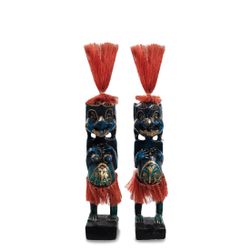 Decor and Gift / Wooden figurine "Asmat blue, red" 20 cm