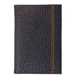 Passport cover FABULA "Brooklyn", genuine leather, contrast stitching, black