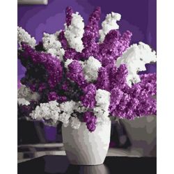 Опт-картина / Tranh theo số 40x50 Tử đinh hương trong bình trắng