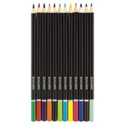 Crayons BRAUBERG "Artist line", 12 colors, black shell, sharpened, top quality