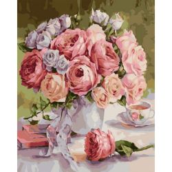 Опт-картина / Painting by numbers 40x50 Pink bouquet