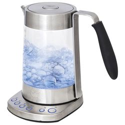 Kettle KITFORT CT-601, 1.7 litres, 2500 w, closed heating element, 4 heating modes, glass, silvery