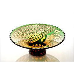 Гусевской Хрустальный завод / Crystal vase for fruit "Palmira" amber-green