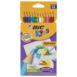 Renkli kalemler sulu boya BIC "Aquacouleur", 12 renk, bilenmiş, euro süspansiyon