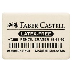 Eraser FABER-CASTELL "Latex-Free", 37x25x7 mm, white, rectangular, synthetic rubber