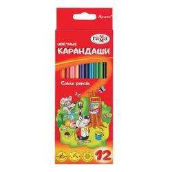 Renkli kalemler GAMMA "Karikatürler", 12 renk, bilenmiş, üçgen, karton kutu