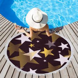 Этель / Beach towel "Golden stars", d 150cm