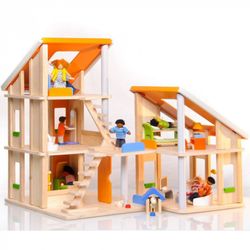 Wooden doll house with furniture "Chalet"