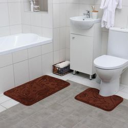 Доляна / Dolyana / Set of bath and toilet mats "Dolphins", 2 pcs: 40 × 50, 50 × 80 cm, MIX color