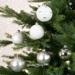 Kaemingk / Set Glaskugeln Montclair: Silver Snow 8 cm, 6 Stück