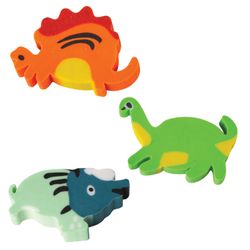 The eraser notched PYTHAGORAS "Dinosaur", 35x23x5 mm, color assorted, thermoplastic rubber