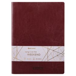 BRAUBERG / Notebook 60 l. checkered cover smooth leatherette, stitching, A4 (210x297mm), BORDEAUX, VIVA / 10 pcs.