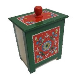 Беломорские узоры / Box wooden "Shenkurskiy green painted" 16 cm