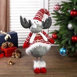 Сималенд / Interior doll "Moosie in a fur coat with winter patterns"