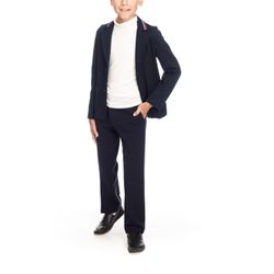 School classic pants dark blue straight cut for a boy