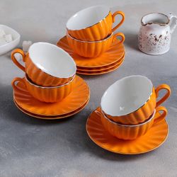 Доляна / Dolana / Vivienne tea set: 6 cups 200 ml, 6 saucers d = 15 cm, peach color