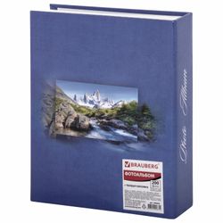 BRAUBERG photo album for 200 photos 10x15 cm, hard cover, "Mountain landscape", blue