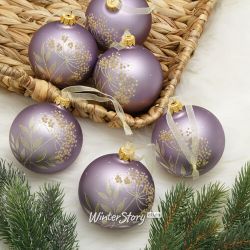 Kaemingk / Set di palline di vetro Kustelle Fleur 8 cm lilla, 6 pezzi