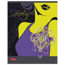 HATBER / Notebook, A5, 96 folhas, grampo, gaiola, folha, estamparia, verniz seletivo, "joias de ouro" / 12 unid.