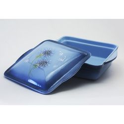 Псковский гончар / Square large baking container "Wave K with a lid" Milky Milk 1 variety