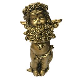 Ремеко / Figura decorativa "Ángel con rosas" (color dorado), L12,5W9H22cm