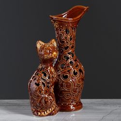 Керамика ручной работы / Table vase "Cat with a jug"