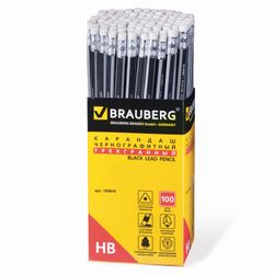 Pencil my BRAUBERG, 1 PC., "Alderida", HB, triangular, with a rubber case, black, honed