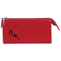 Purse women's BEFLER "Elegant cat", 190х105 mm, genuine leather, zipper, embossed, red