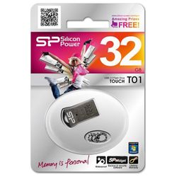 SILICON POWER / Flash disk 32 GB, Touch T01, USB 2.0, metal case, black