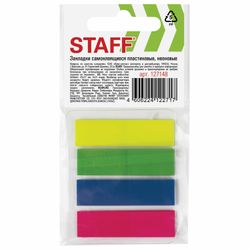 Bookmark adhesive STAFF NEON, plastic, or 12x45 mm, 4 colors x 25 sheets, Euro slot