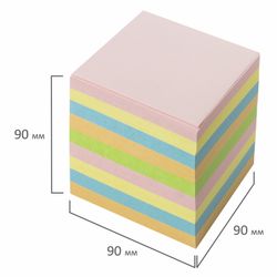 BRAUBERG / Non-glued note block, cube 9x9x9 cm, color