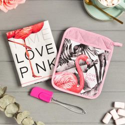 Этель / Conjunto de presente LOVE PINK porta-panelas, toalha, espátula