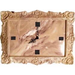 Арбет Мрамор / Arbet Marble / Wall clock from marble Arbet ™ with rhinestones from crystal, color Royal cream (beige)