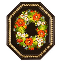 Сувениры из Н.Тагила / Souvenirs from N. Tagil / Tray "Octagonal. Poppy Flowers", 30x25 cm