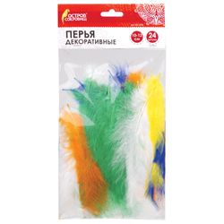 Decorative ostrich feathers, 10-12 cm, 24 pieces, 6 colors, bright, assorted, TREASURE ISLAND