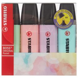 A set of highlighters STABILO 4 PCs, "Boss Pastel", PASTEL ASSORTED, line 2-5 mm
