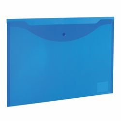 Carpeta de sobres con botón LARGE FORMAT (300x430 mm), A3, transparente, azul, 0,15 mm, STAFF